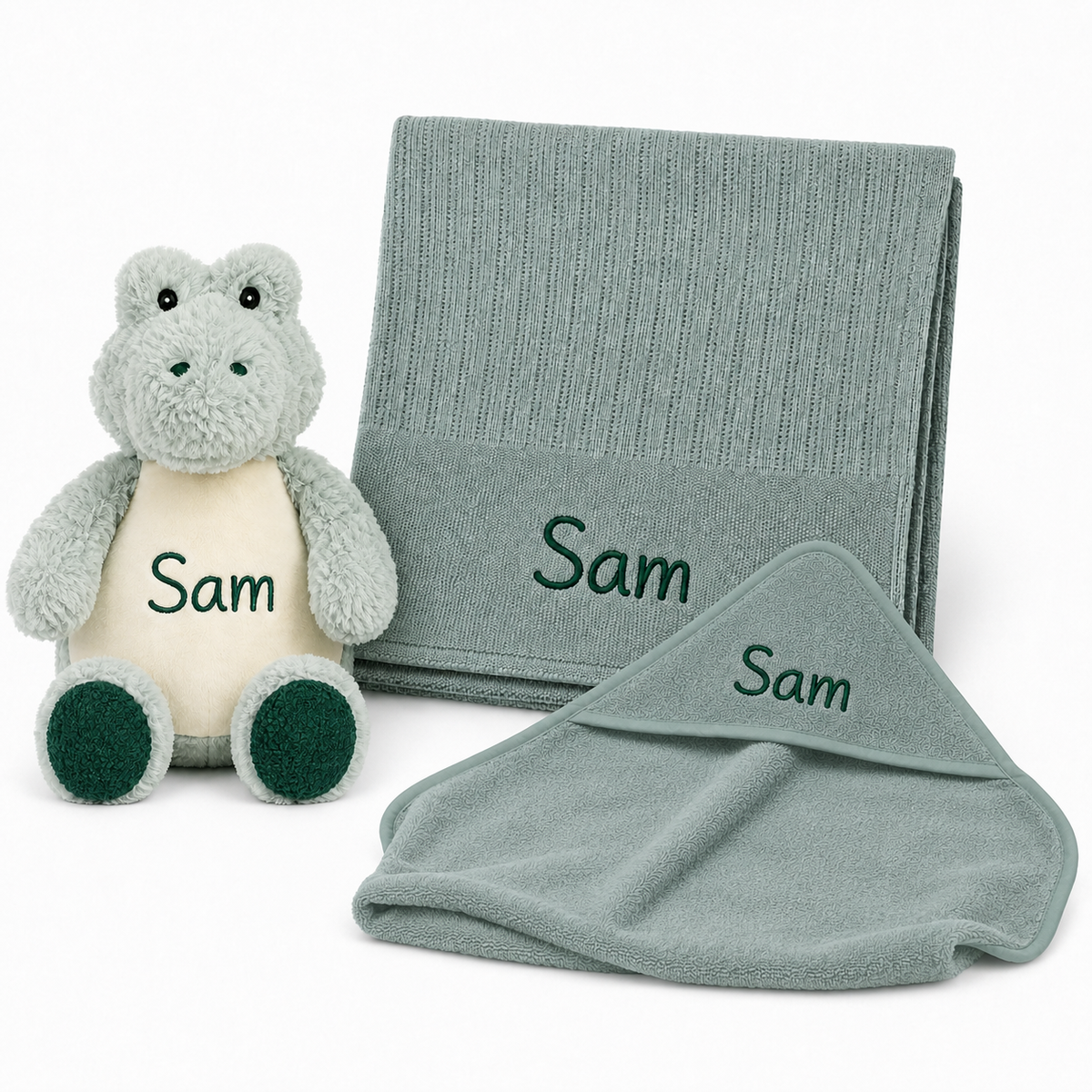 Cadeauset knuffel, deken, badcape - 100% katoen
