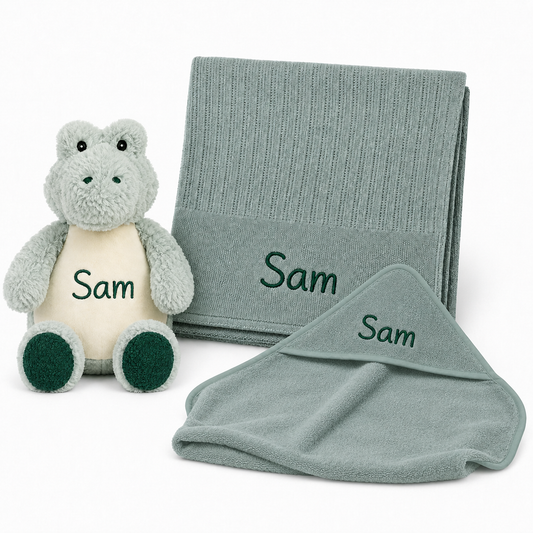 Cadeauset knuffel, deken, badcape - 100% katoen
